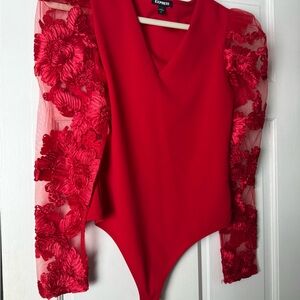 Express Scarlet Floral Bodysuit
